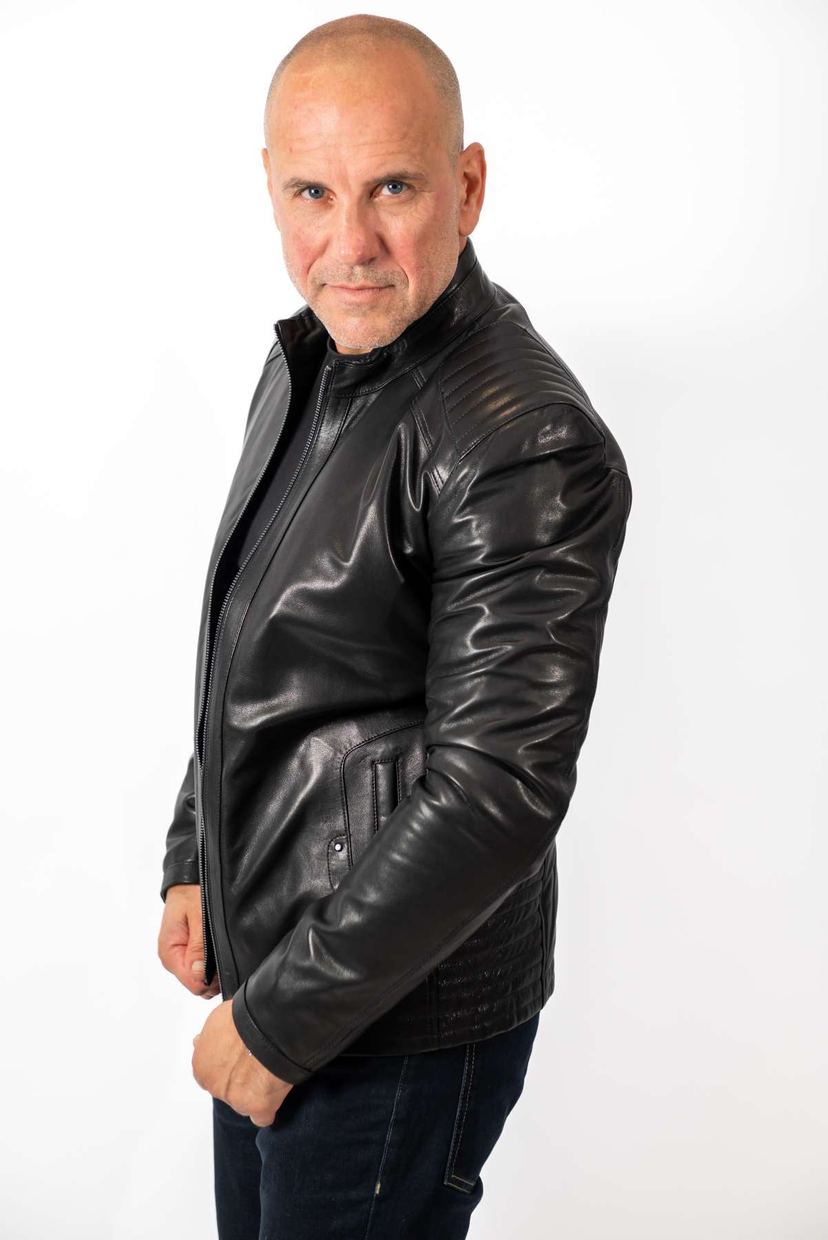 Men's leather jacket James Black