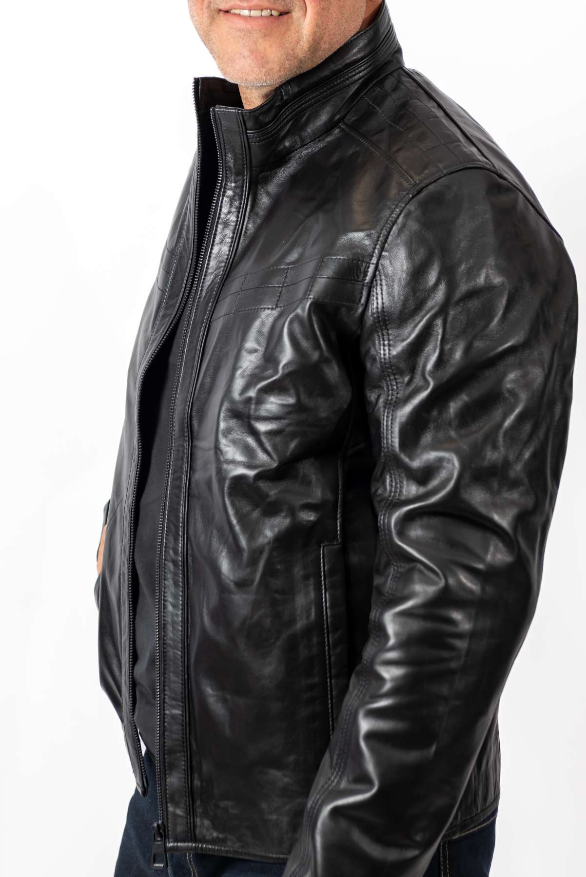 Men's leather jacket Migel Black