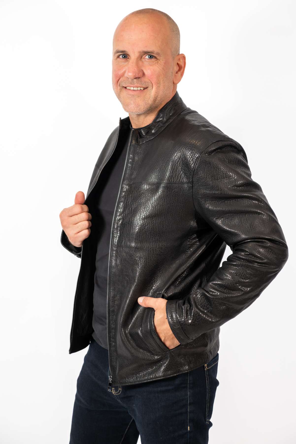 Men's leather jacket Valery Black