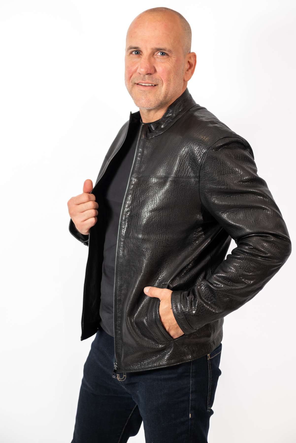 Men's leather jacket Valery Black