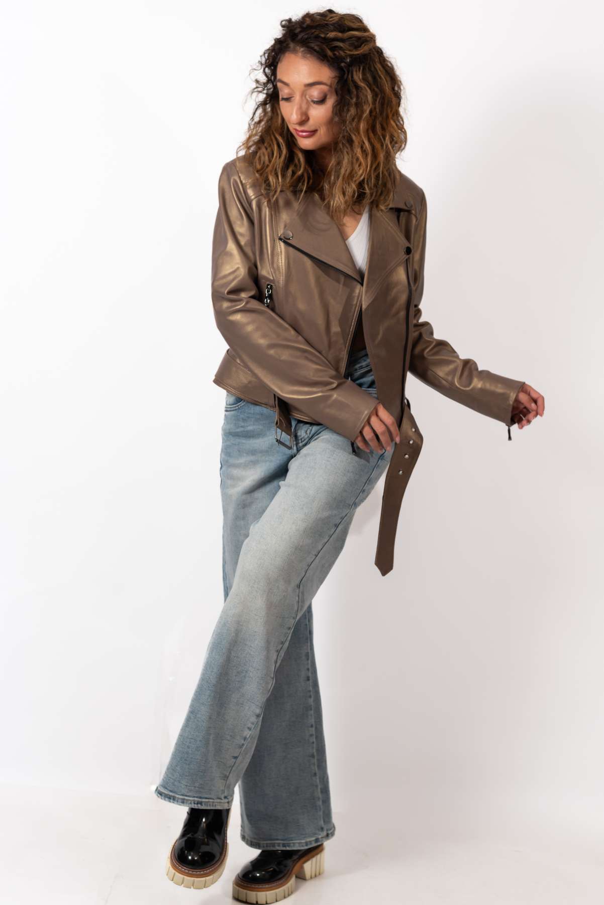 Women's leather jacket Alberta Gold