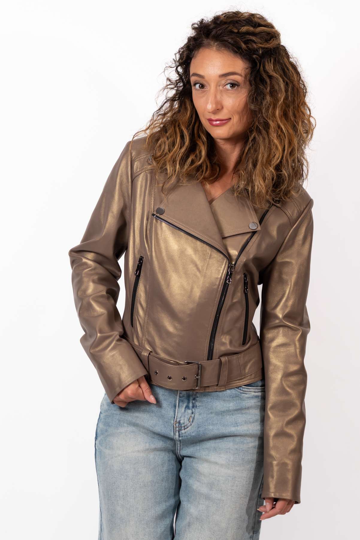 Women's leather jacket Alberta Gold