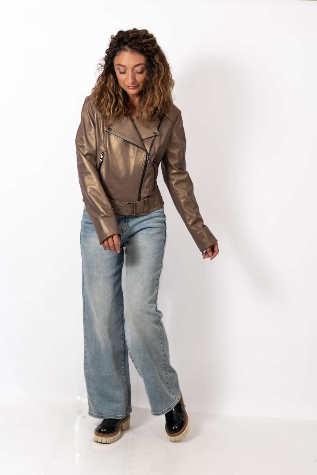 Women's leather jacket Alberta Gold