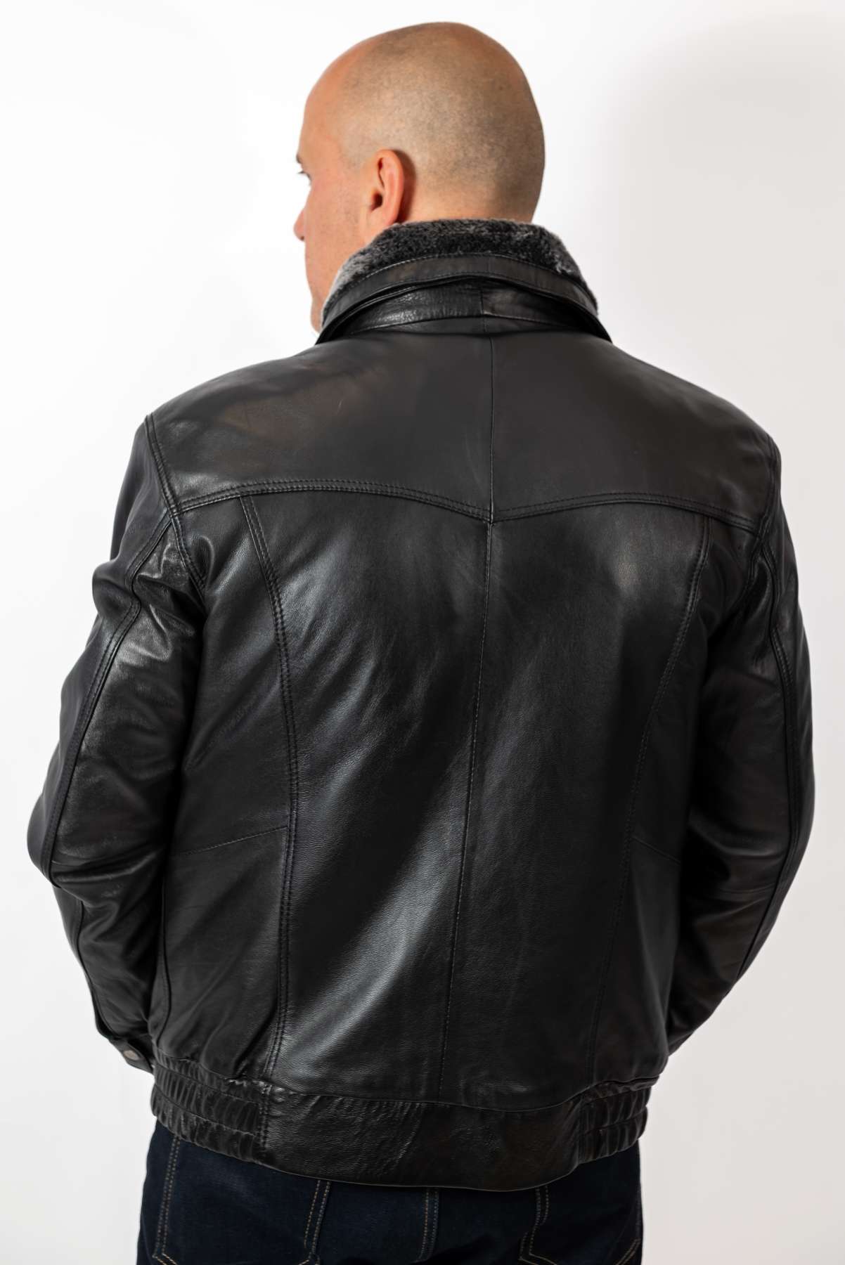 Men's Leather Winter Jacket Steven Black