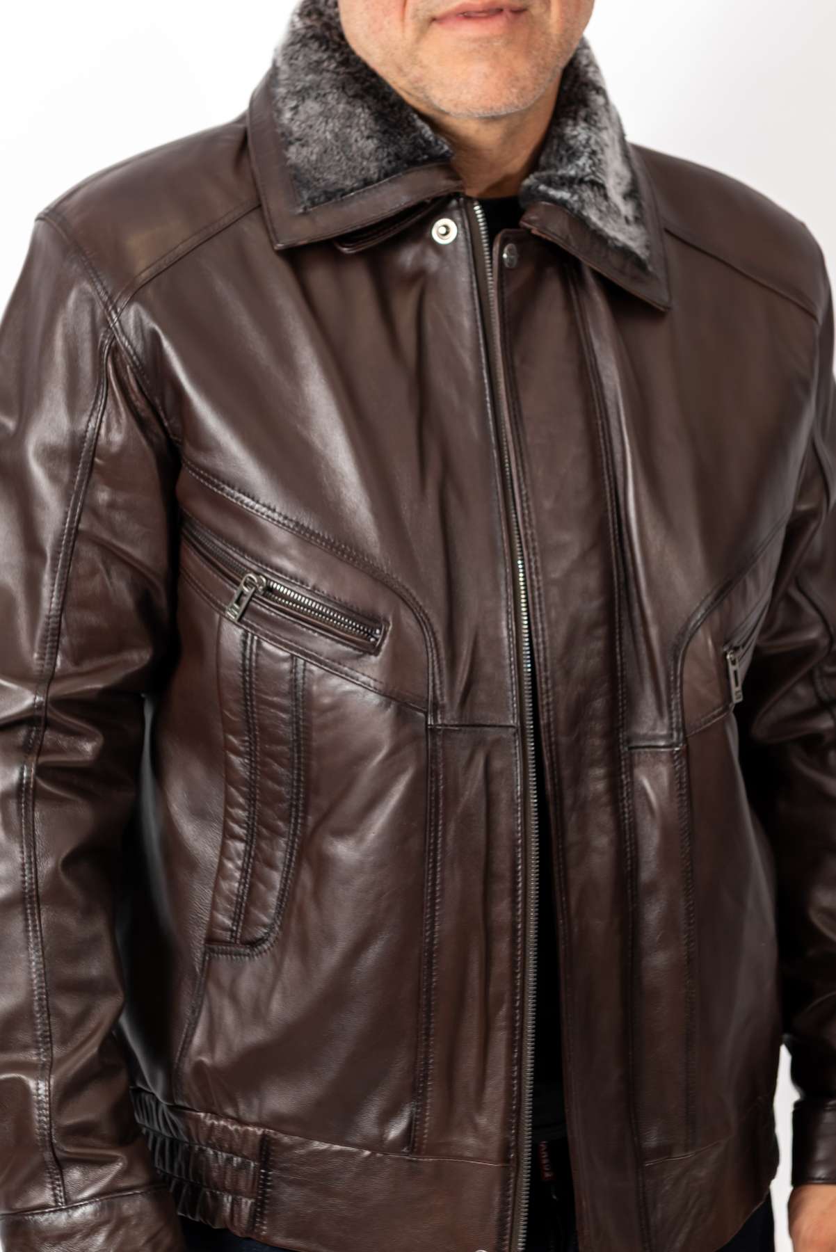 Men's Leather Winter Jacket Steven