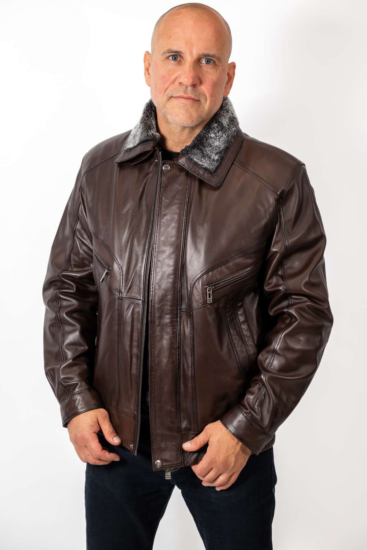 Men's Leather Winter Jacket Steven