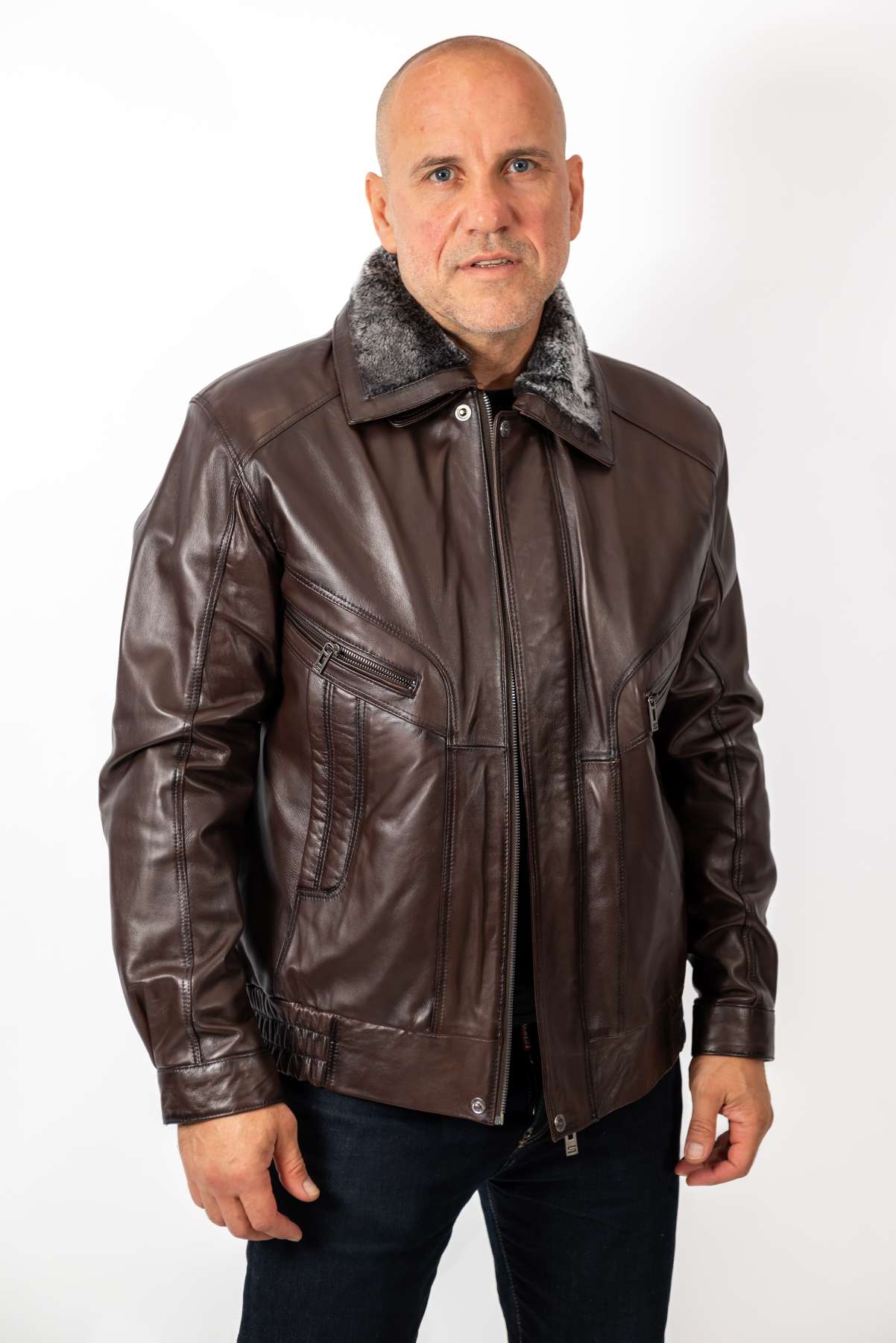 Men's Leather Winter Jacket Steven