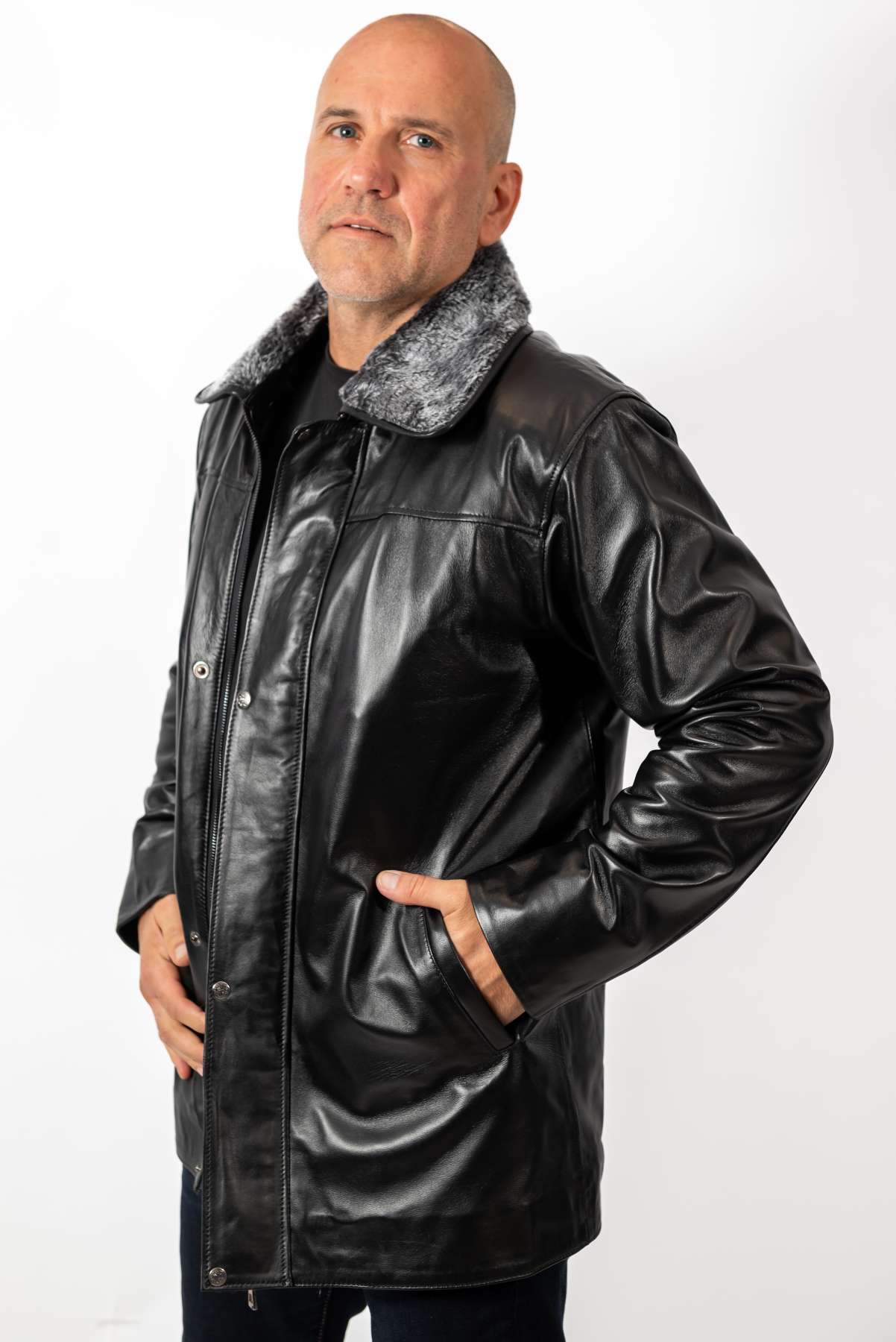 Men's leather winter jacket Teodor