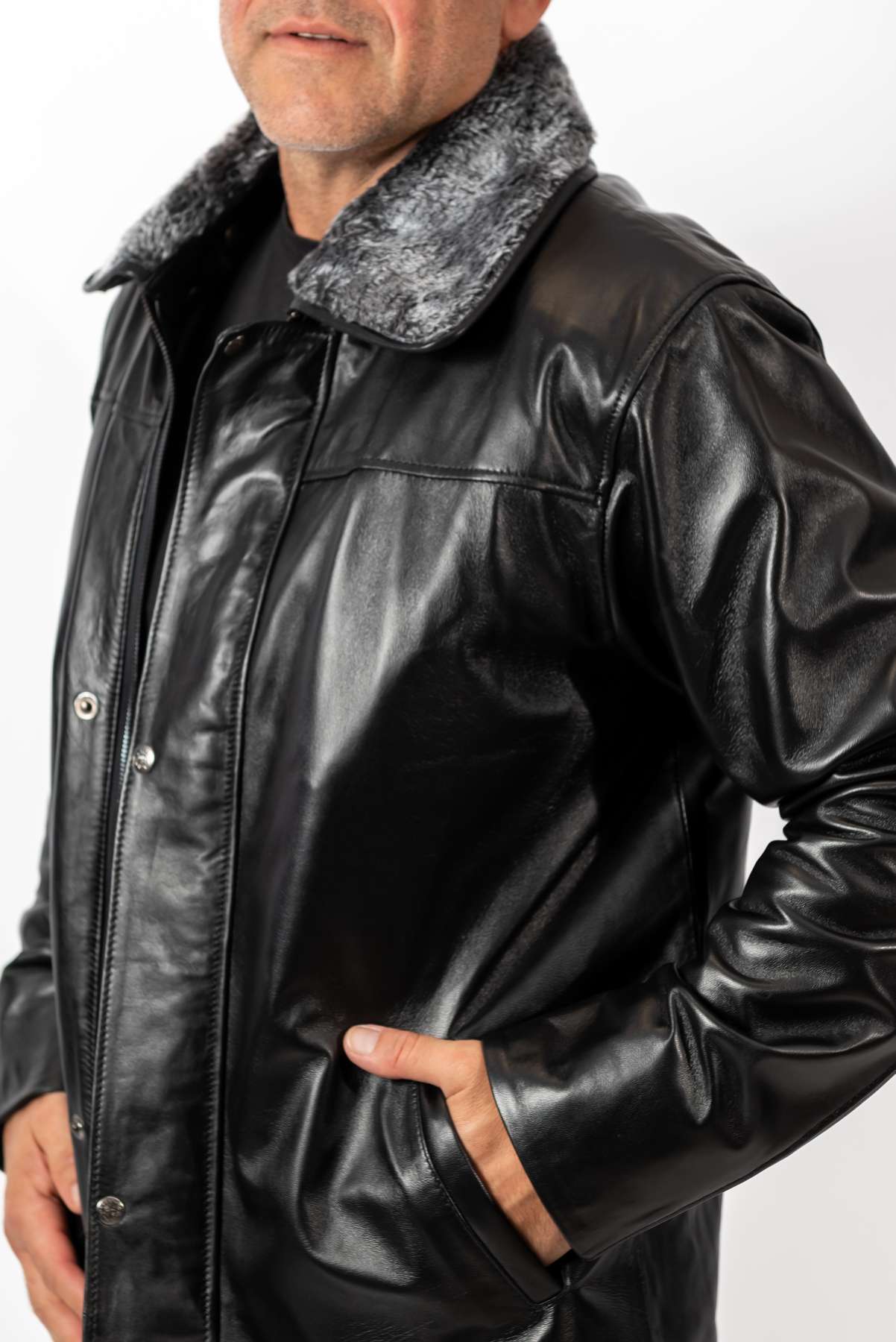 Men's leather winter jacket Teodor