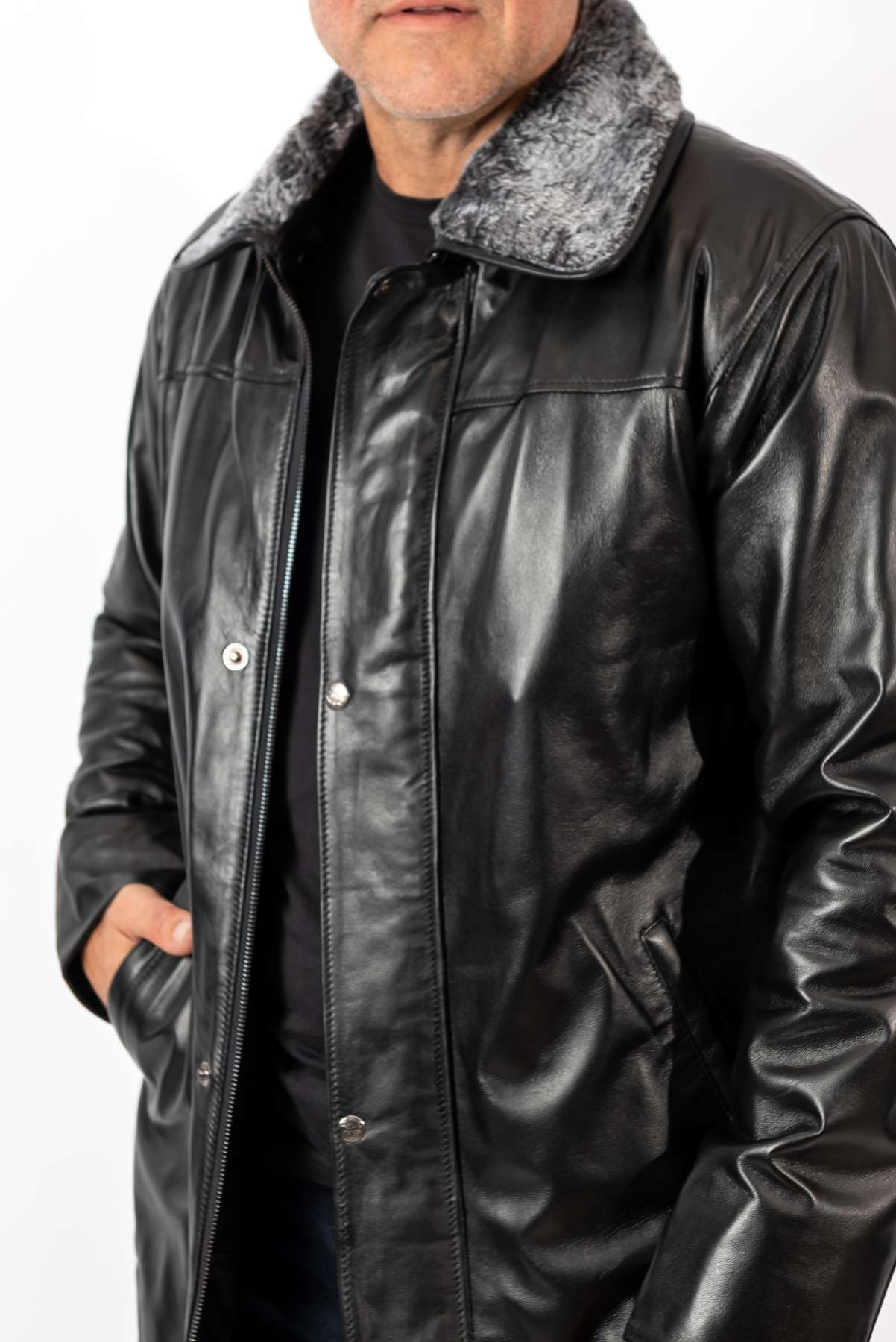 Men's leather winter jacket Teodor