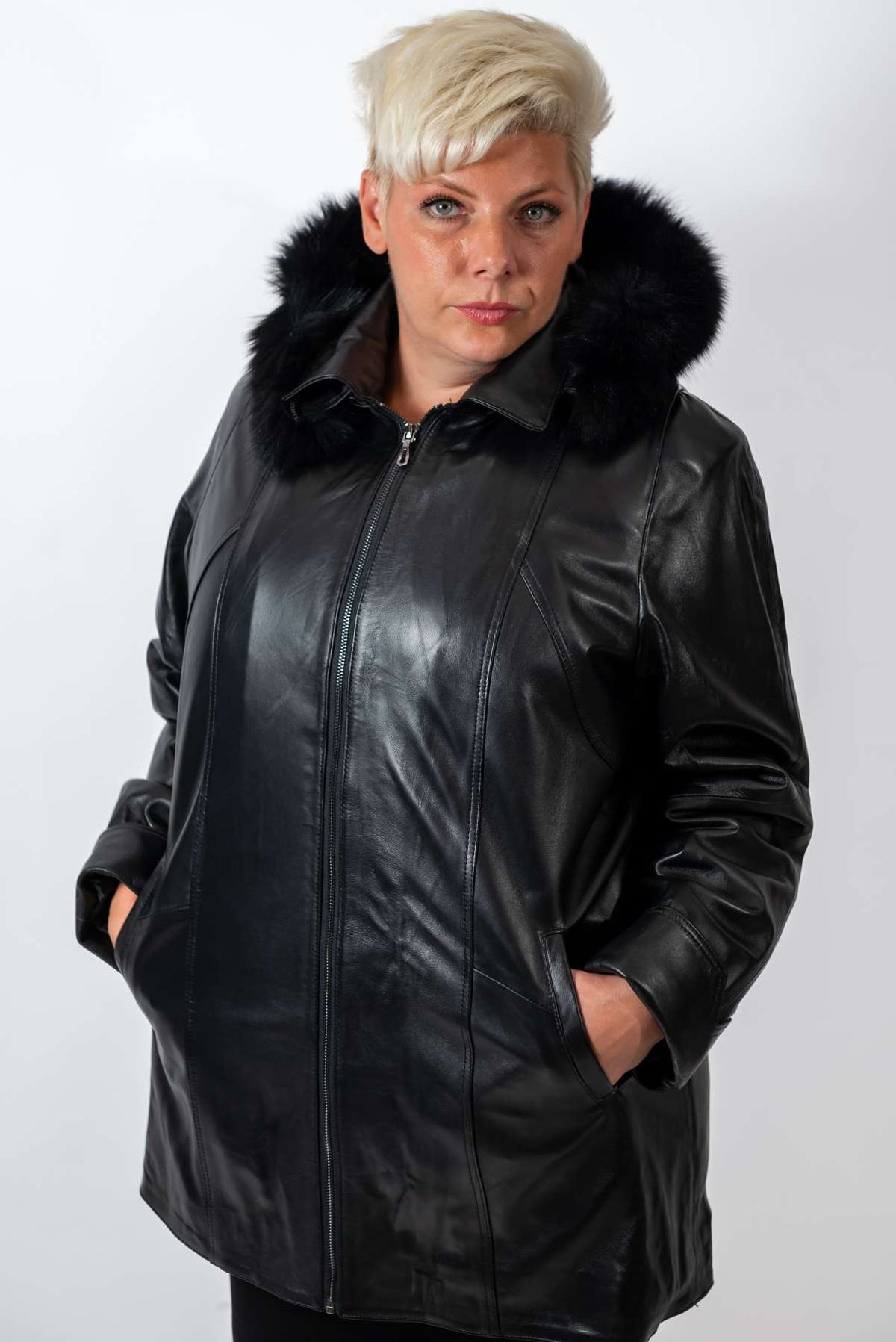 Women's winter leather jacket Siana Black