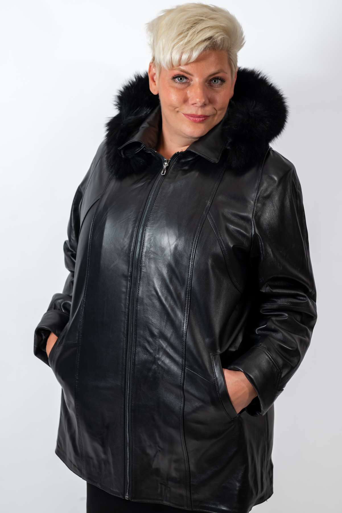 Women's winter leather jacket Siana Black