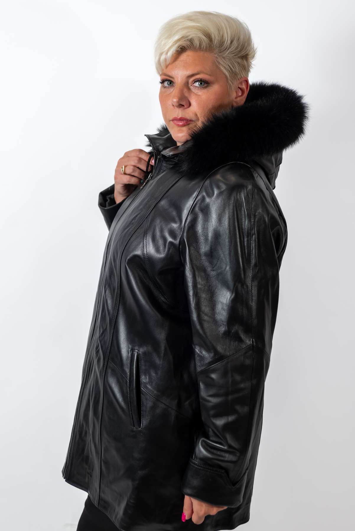 Women's winter leather jacket Siana Black