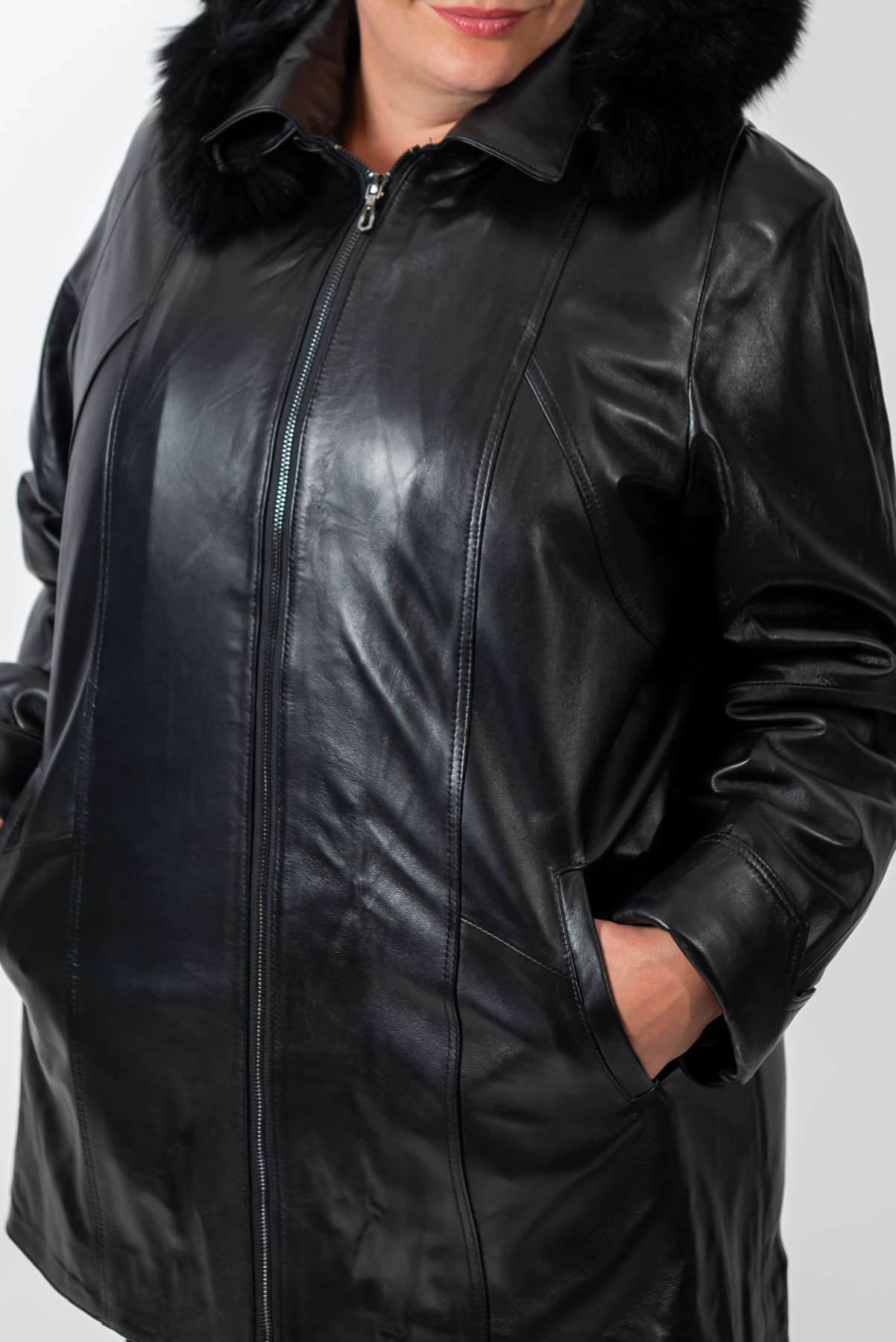 Women's winter leather jacket Siana Black
