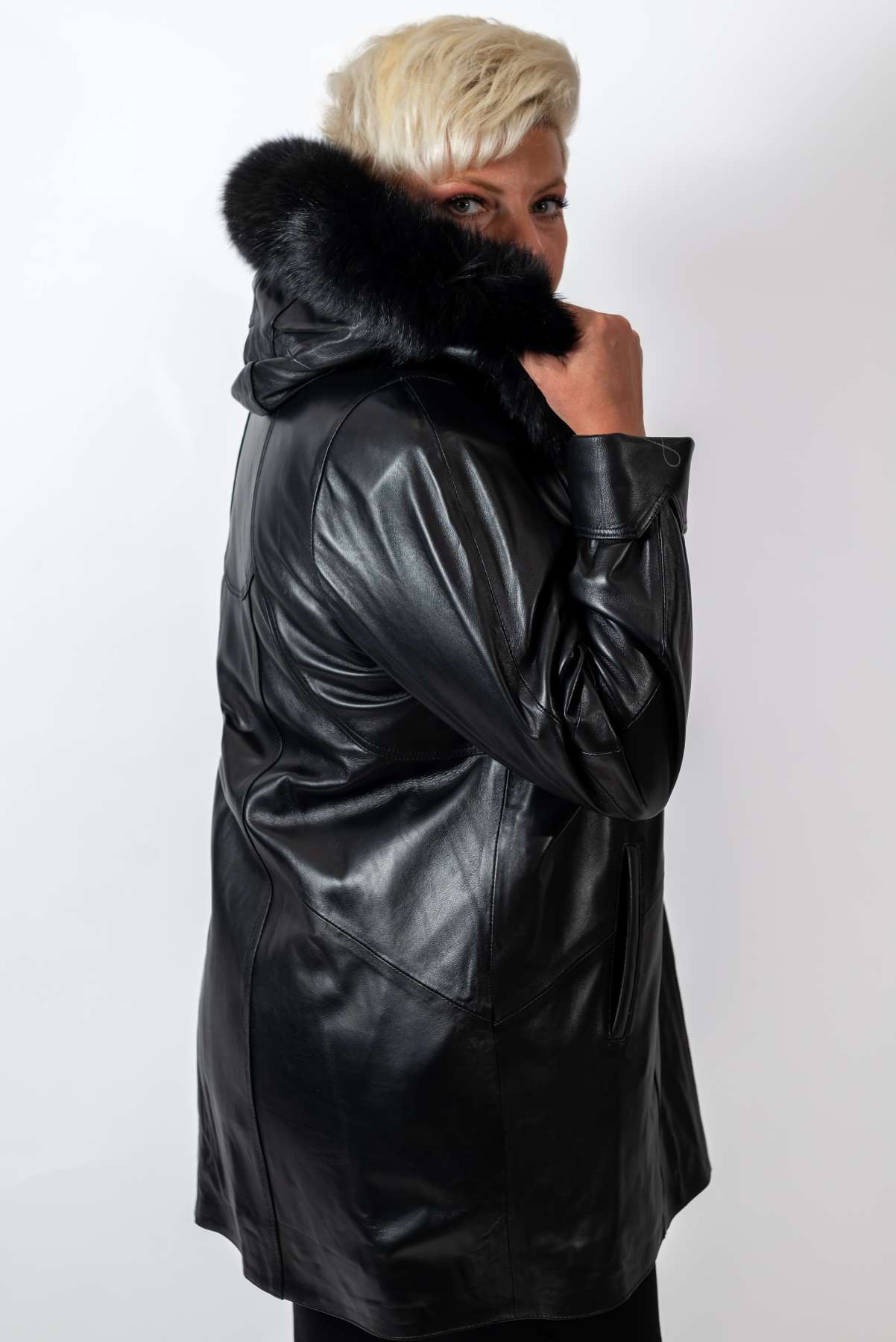 Women's winter leather jacket Siana Black
