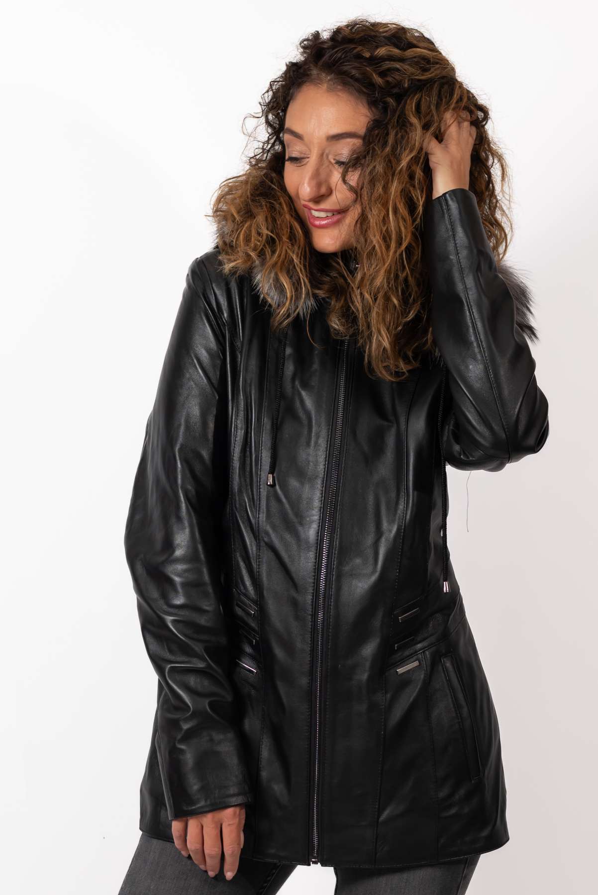 Women's winter leather jacket Alina Black