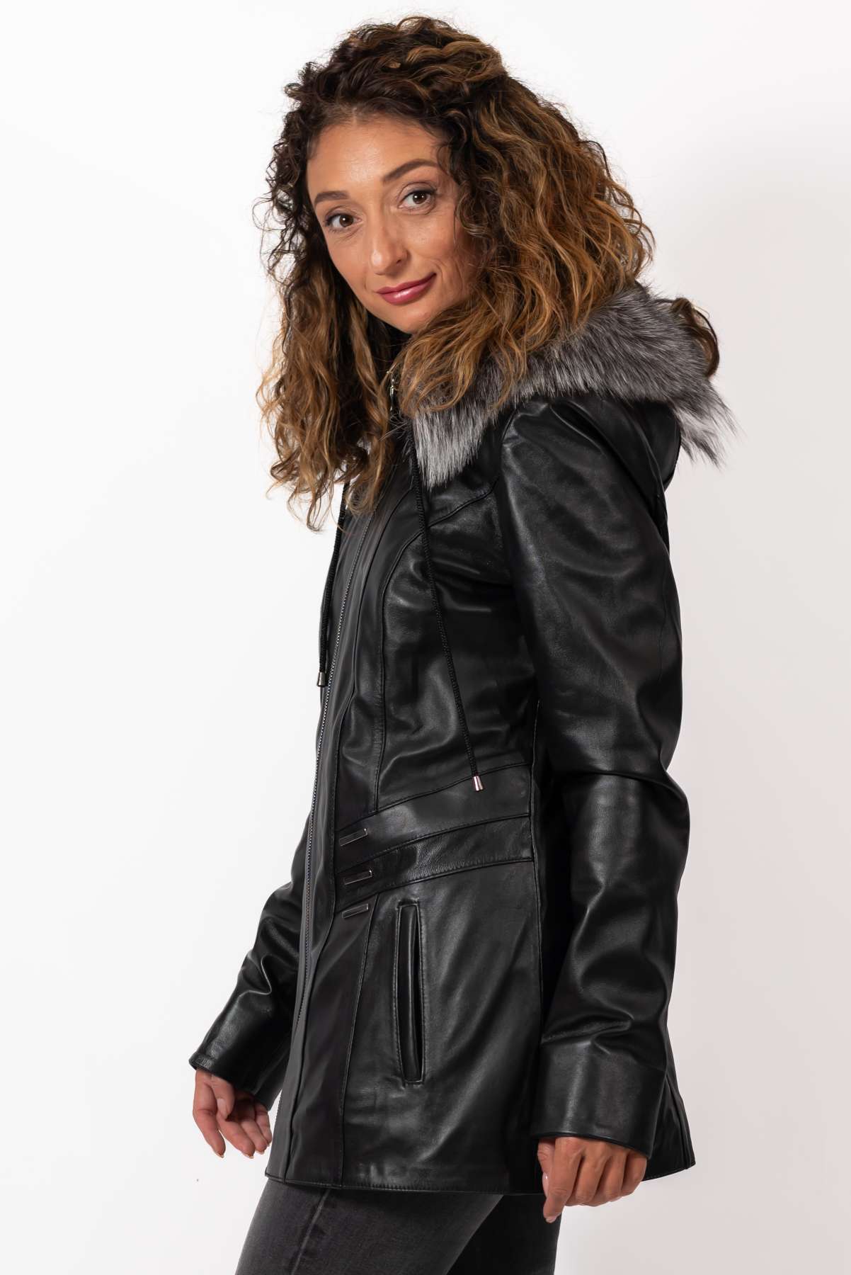 Women's winter leather jacket Alina Black