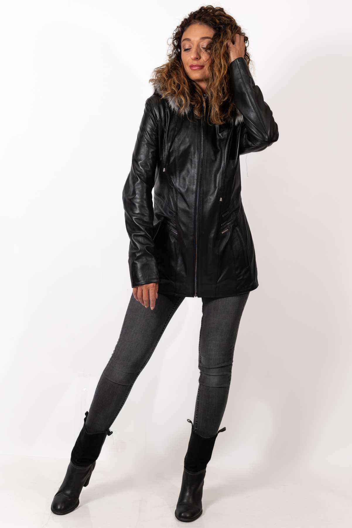 Women's winter leather jacket Alina Black