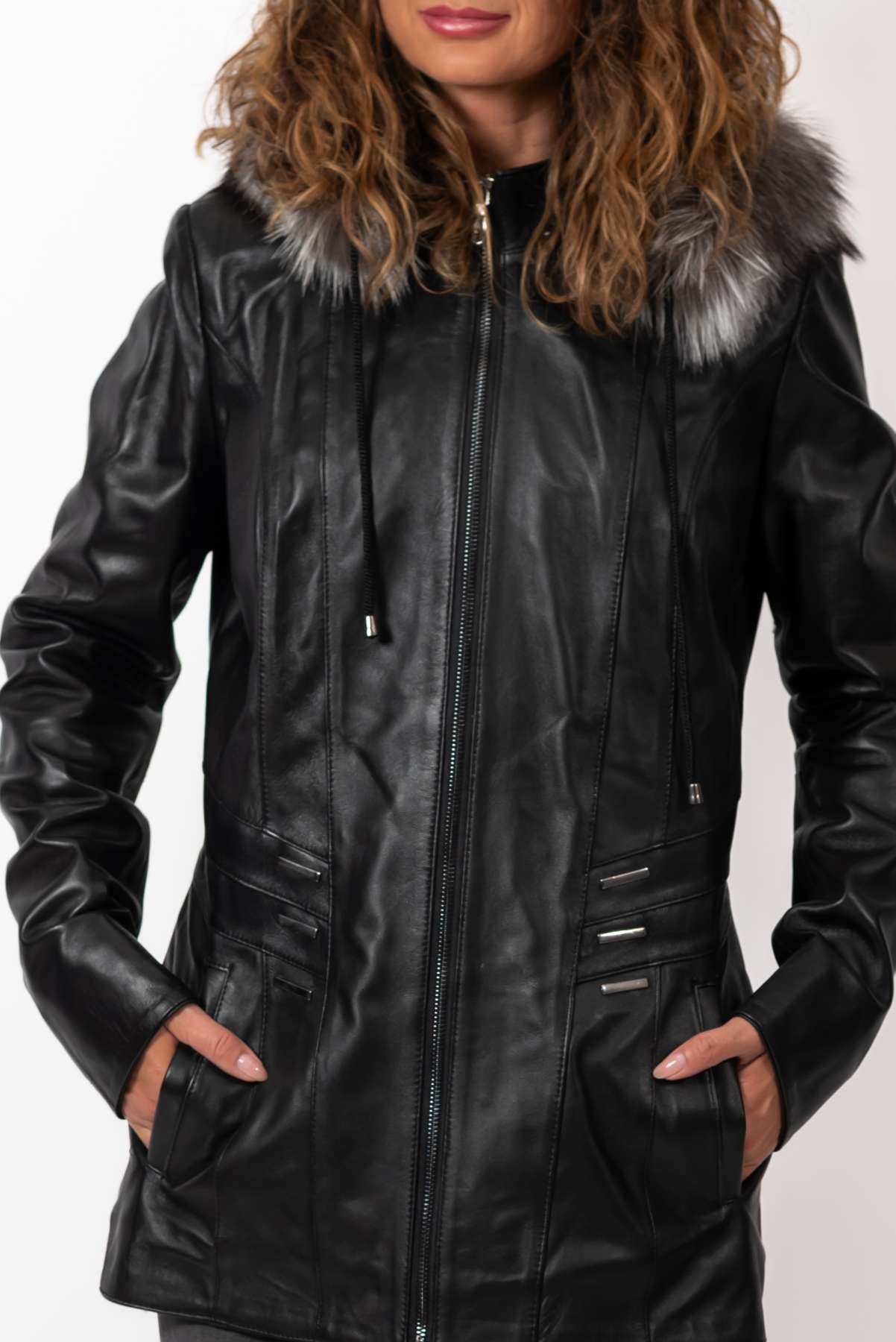 Women's winter leather jacket Alina Black
