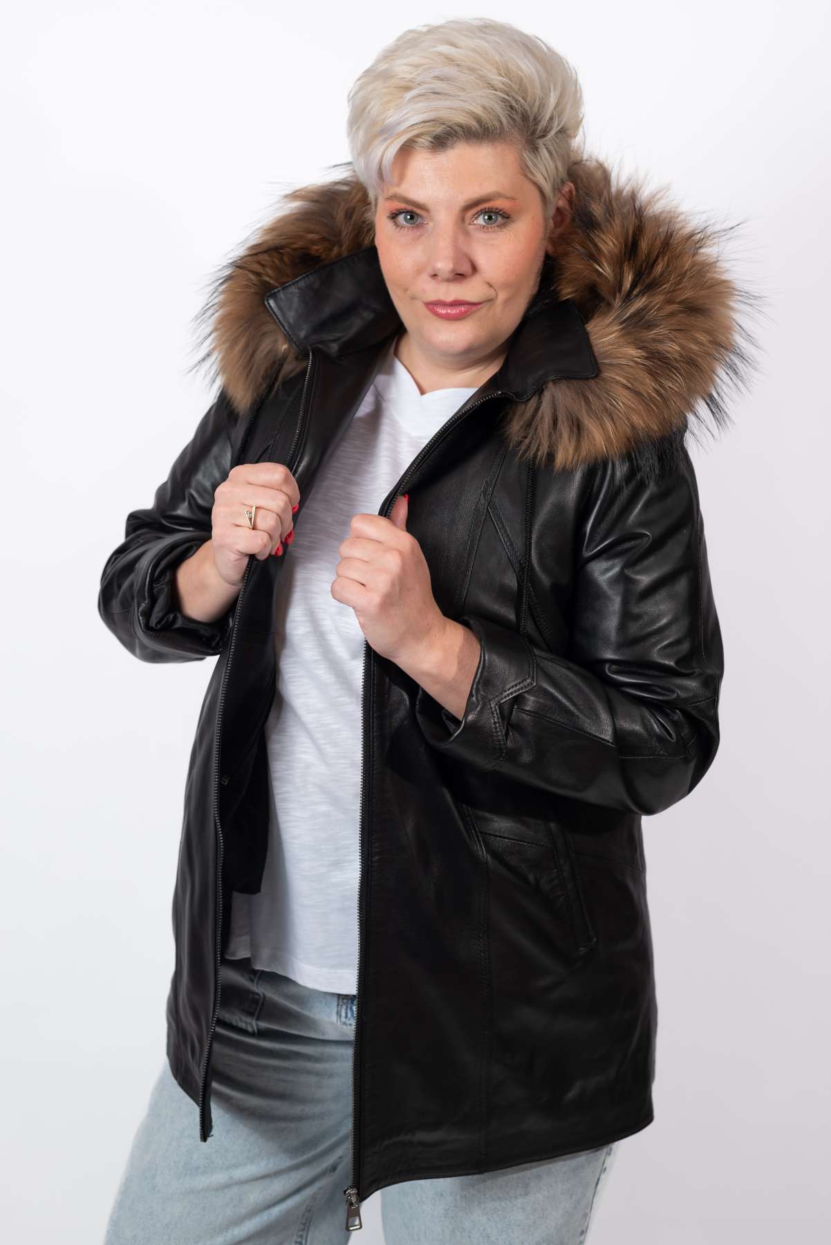 Women's winter leather jacket Siana