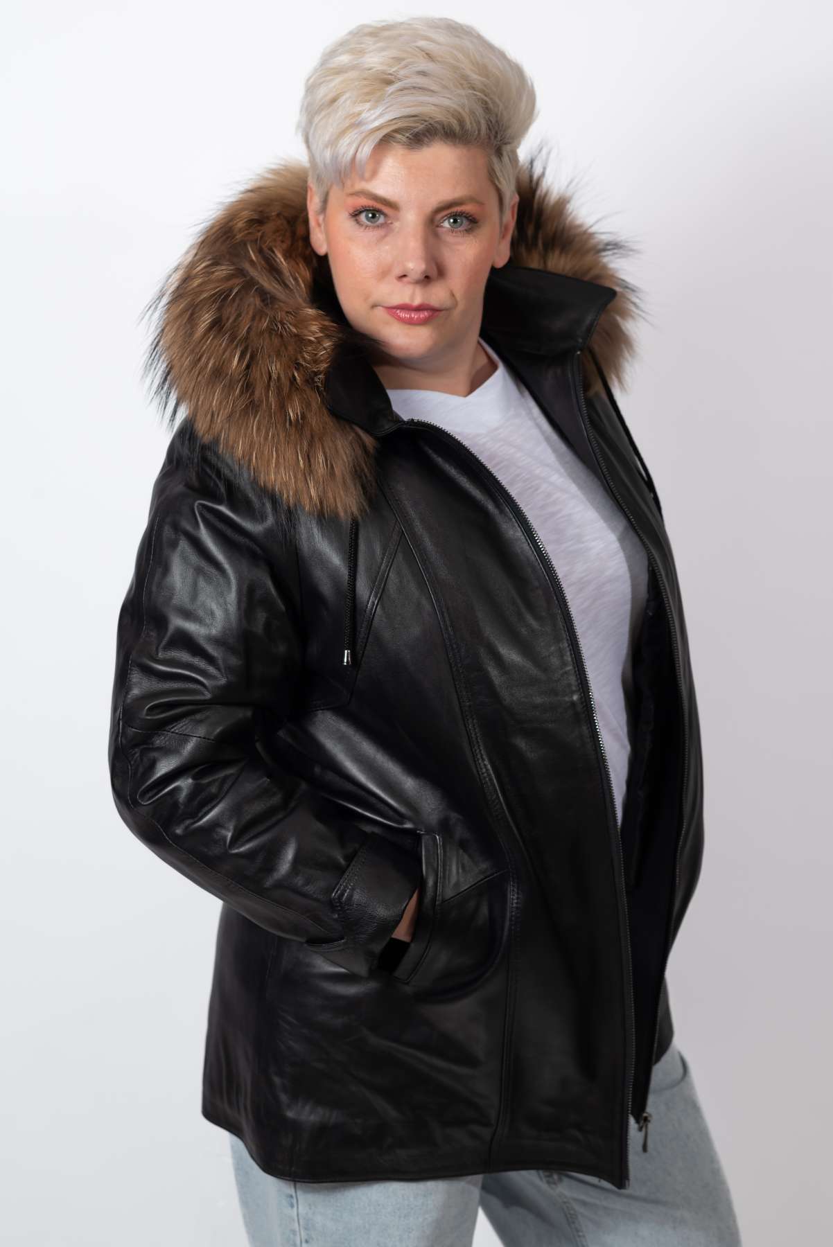 Women's winter leather jacket Siana