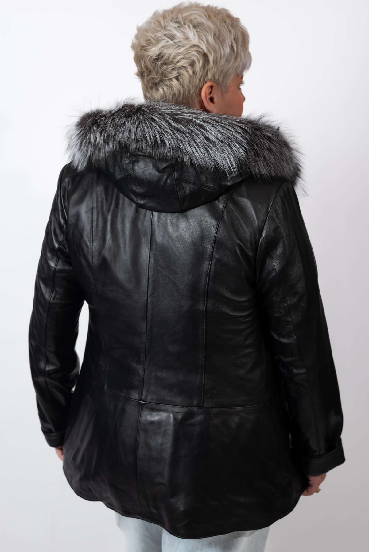 Women's winter leather jacket Jeanne Black