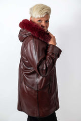 Women's winter leather jacket Siana Bordo