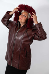 Women's winter leather jacket Siana Bordo