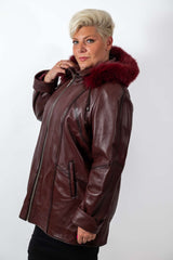 Women's winter leather jacket Siana Bordo