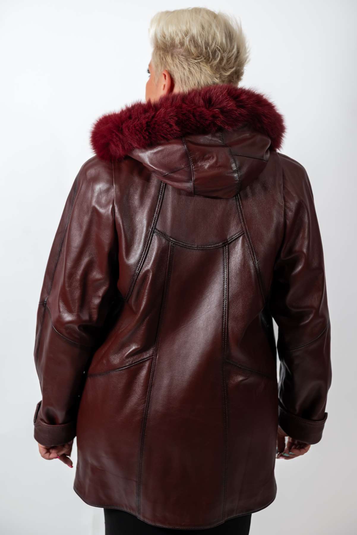 Women's winter leather jacket Siana Bordo