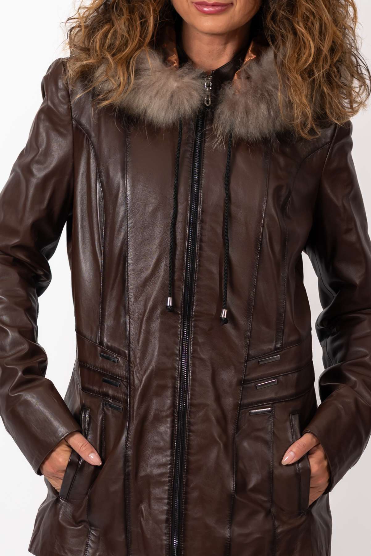Women's winter leather jacket Alina Brown