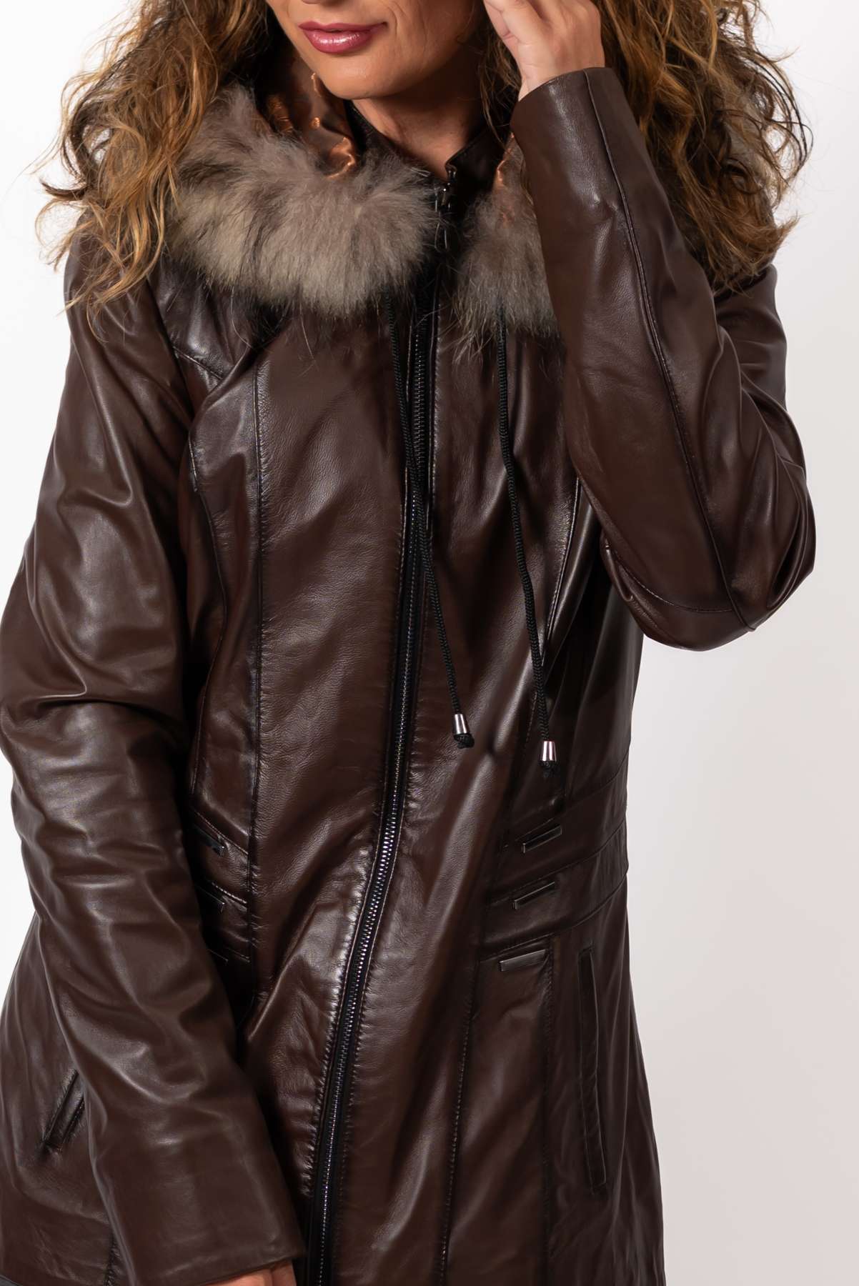 Women's winter leather jacket Alina Brown
