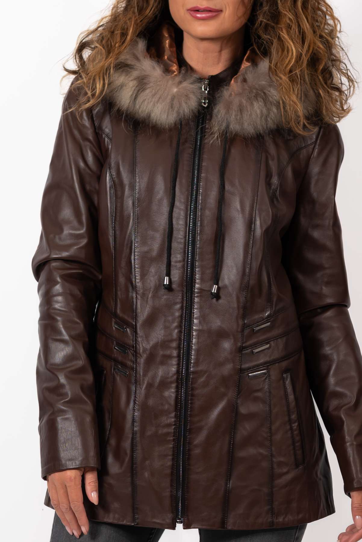 Women's winter leather jacket Alina Brown