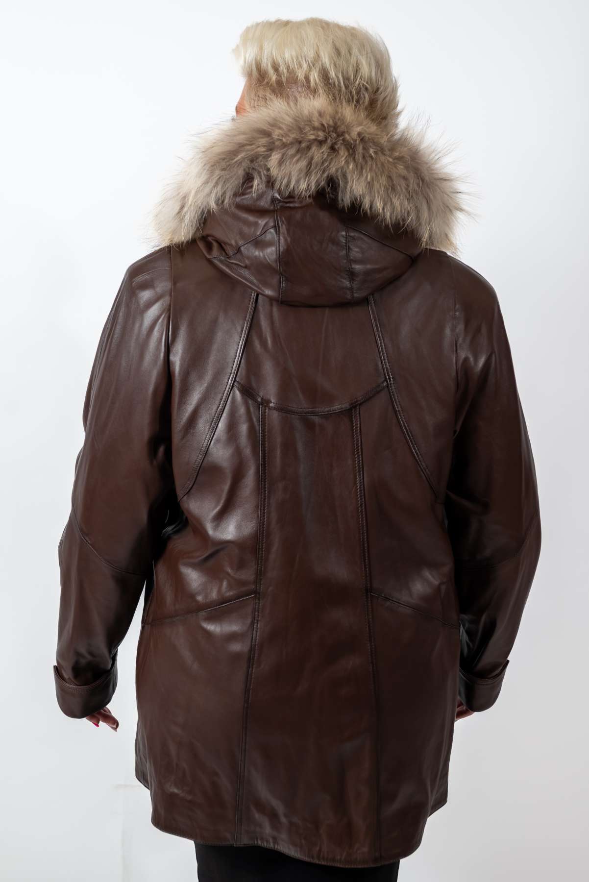 Women's winter leather jacket Siana Brown