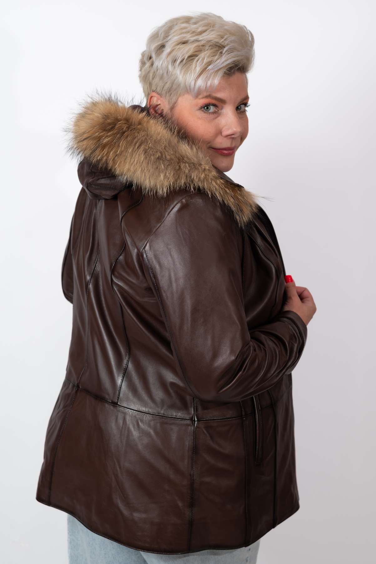 Women's winter leather jacket Jeanne Brown