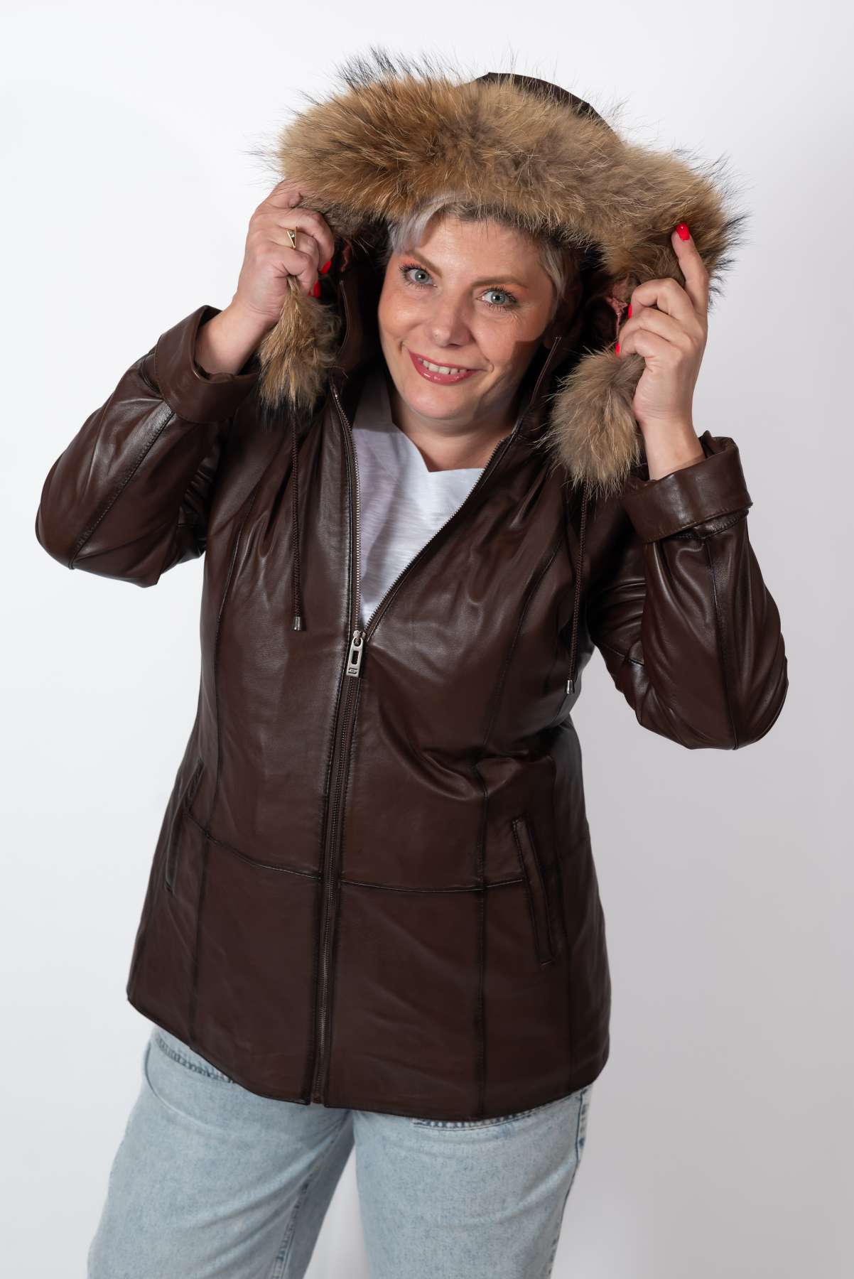 Women's winter leather jacket Jeanne Brown
