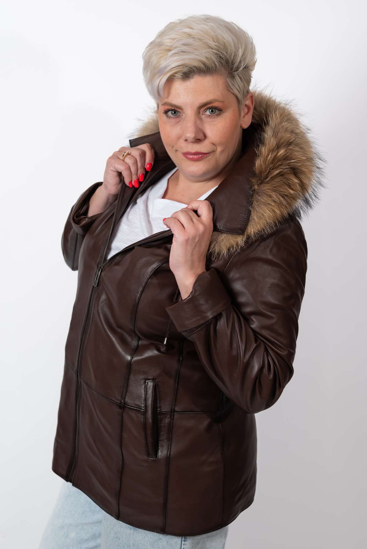 Women's winter leather jacket Jeanne Brown