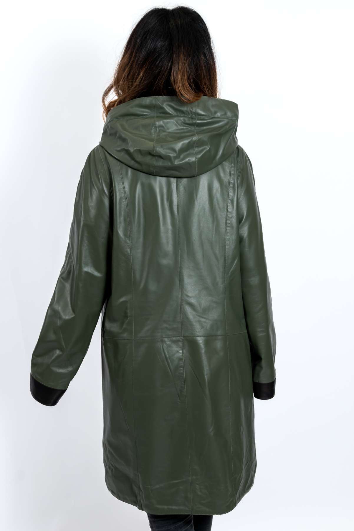 Women's leather coat Zhiselle Military Green