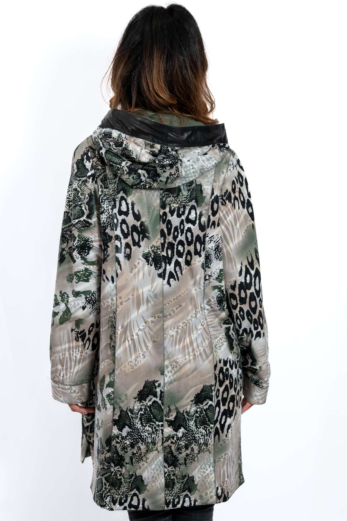Women's leather coat Zhiselle Military Green