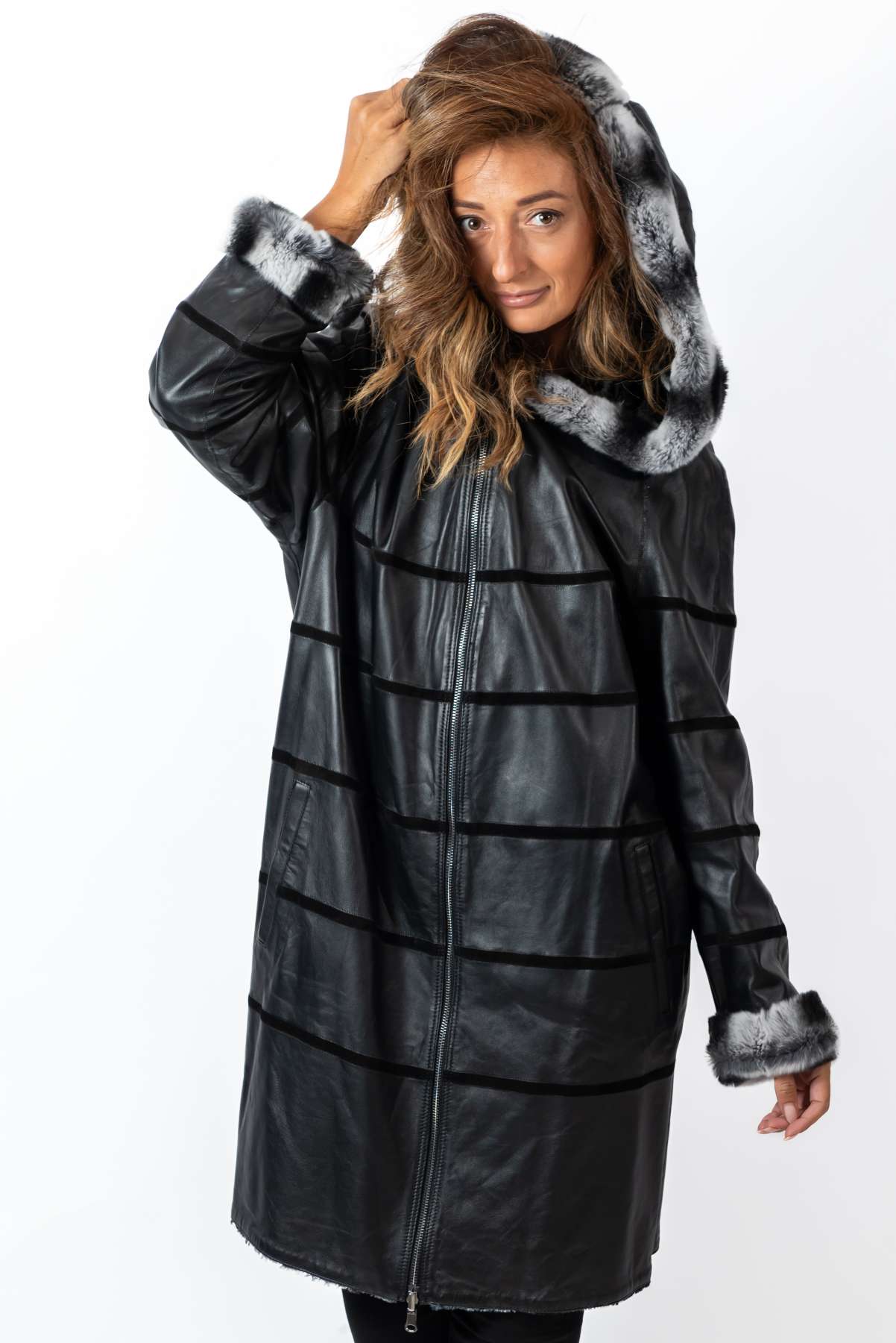 Women's leather coat Dara Double-Faced Black