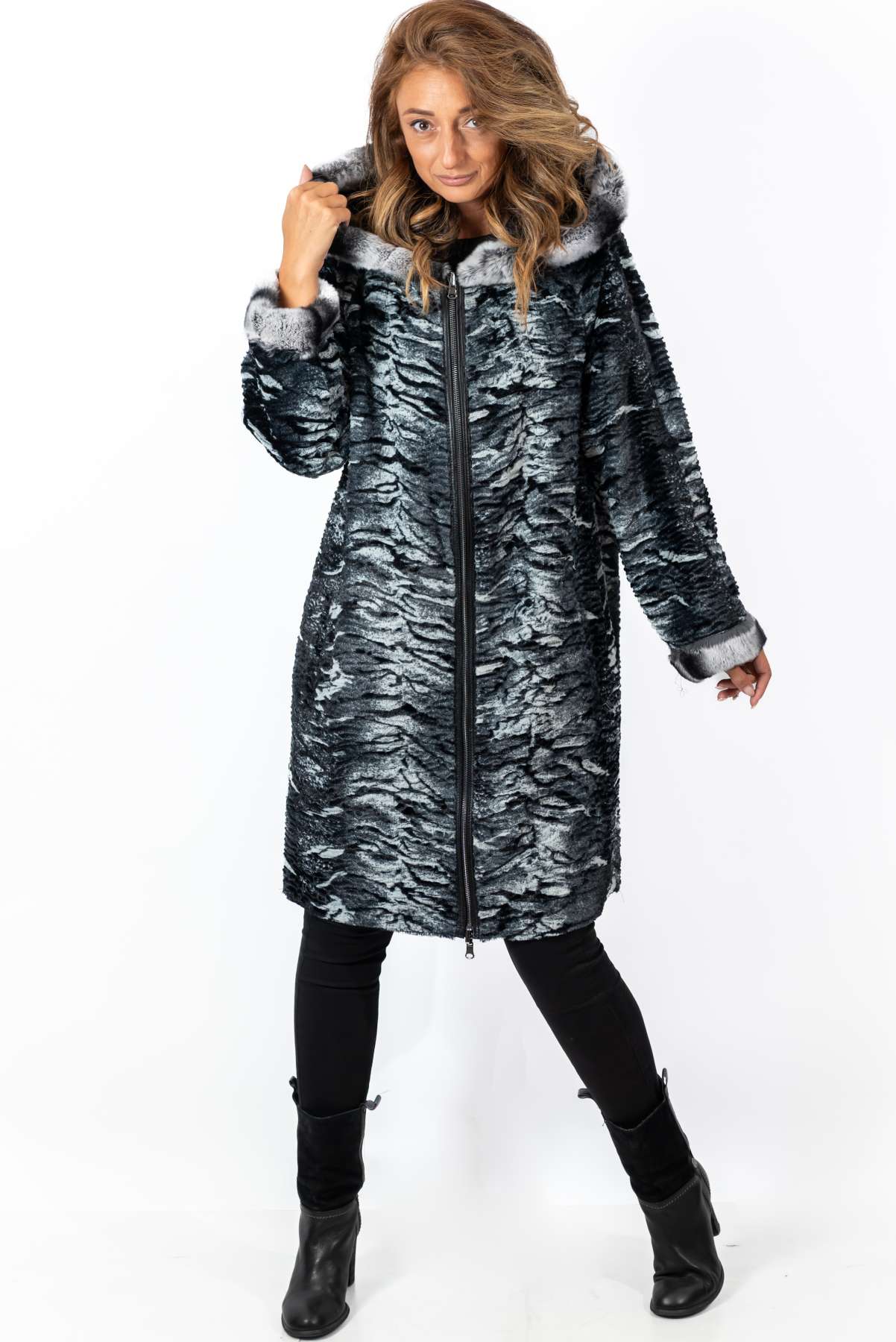 Women's leather coat Dara Double-Faced Black