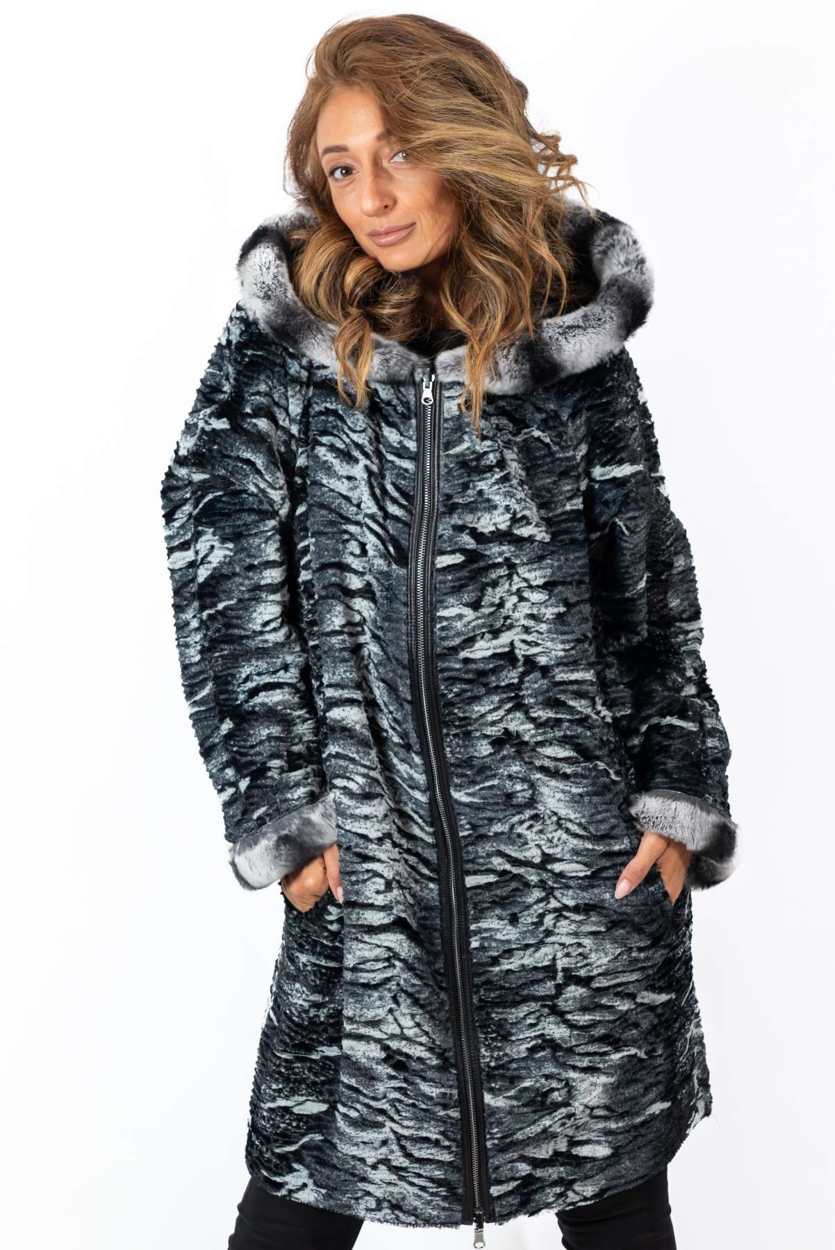Women's leather coat Dara Double-Faced Black