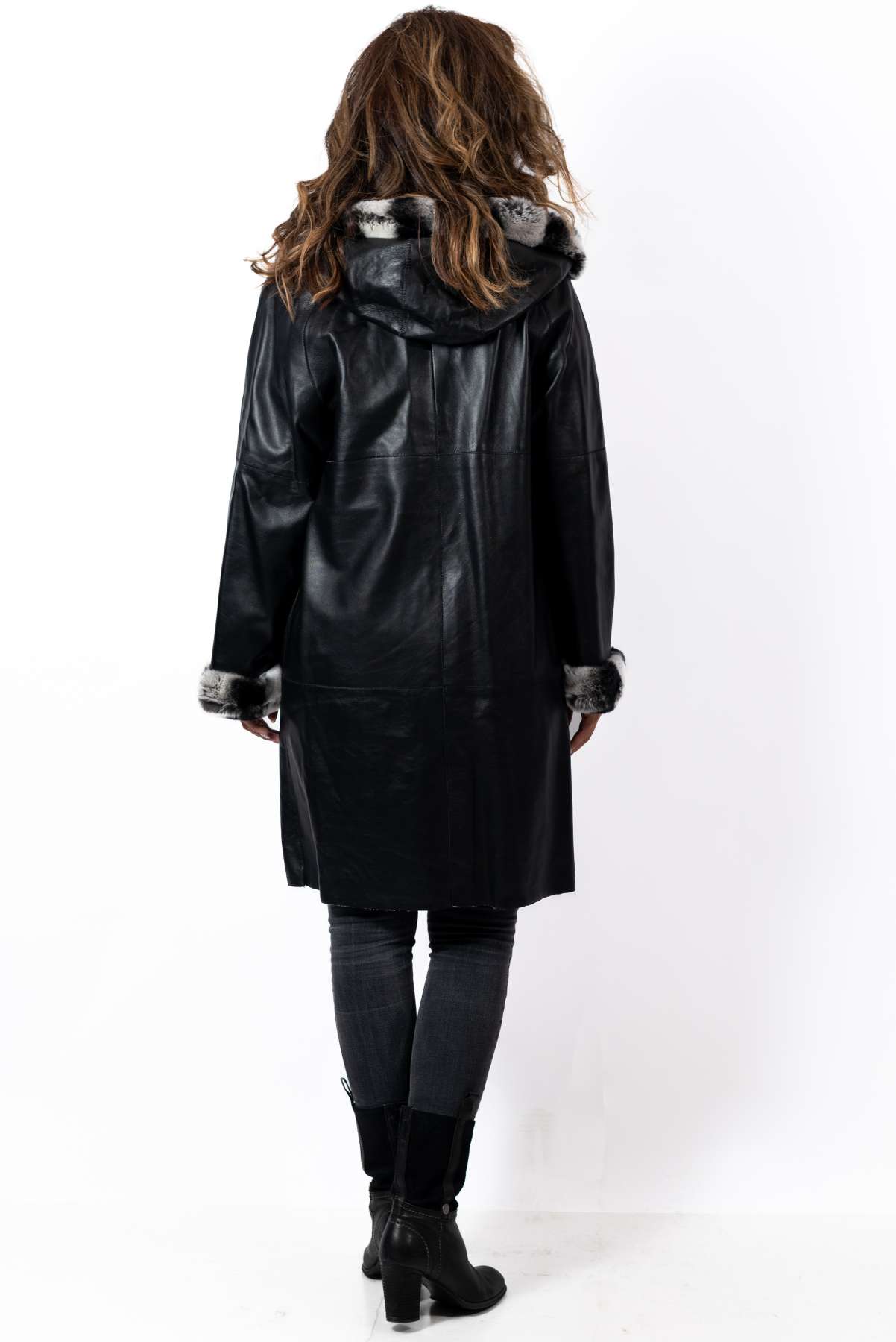 Women's leather coat Deya Double-Faced Black