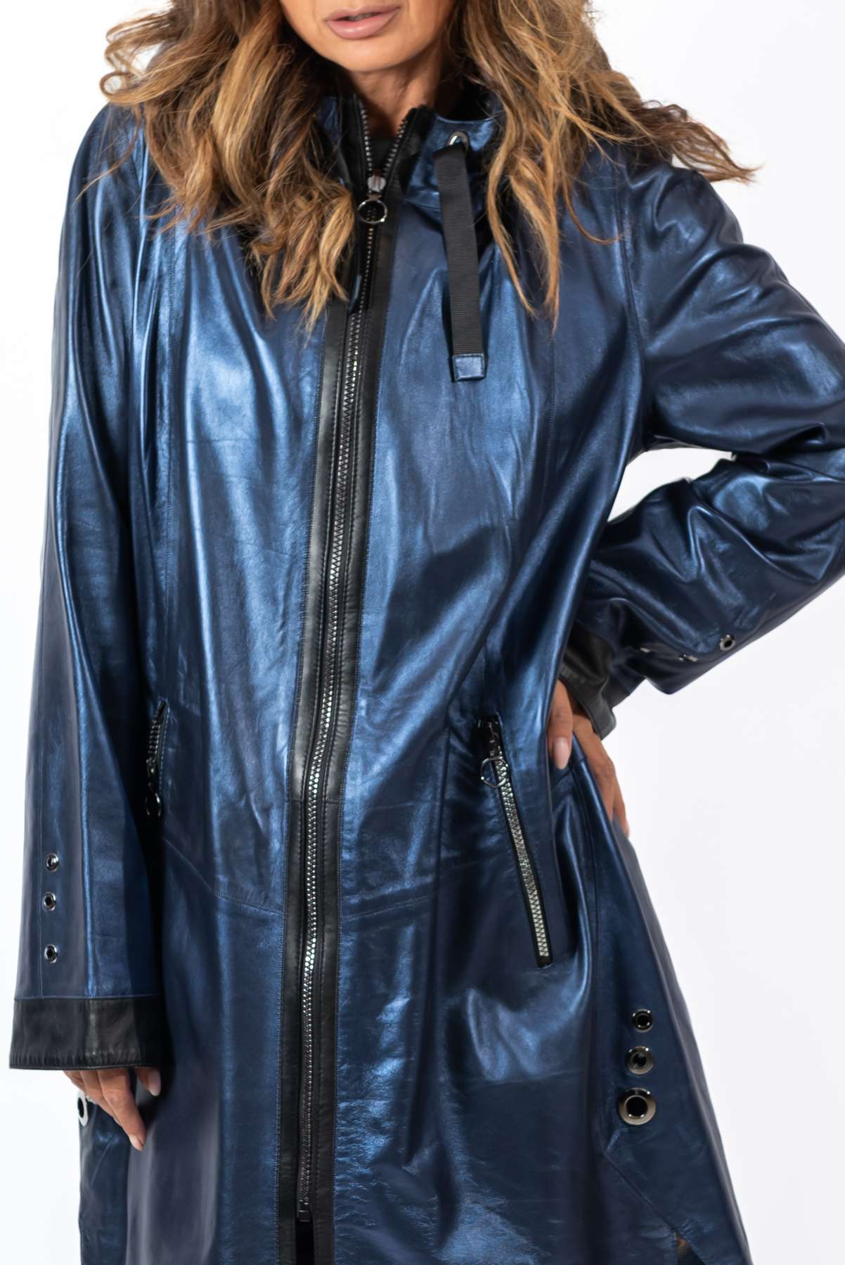 Women's leather coat Zhiselle Blue Neon