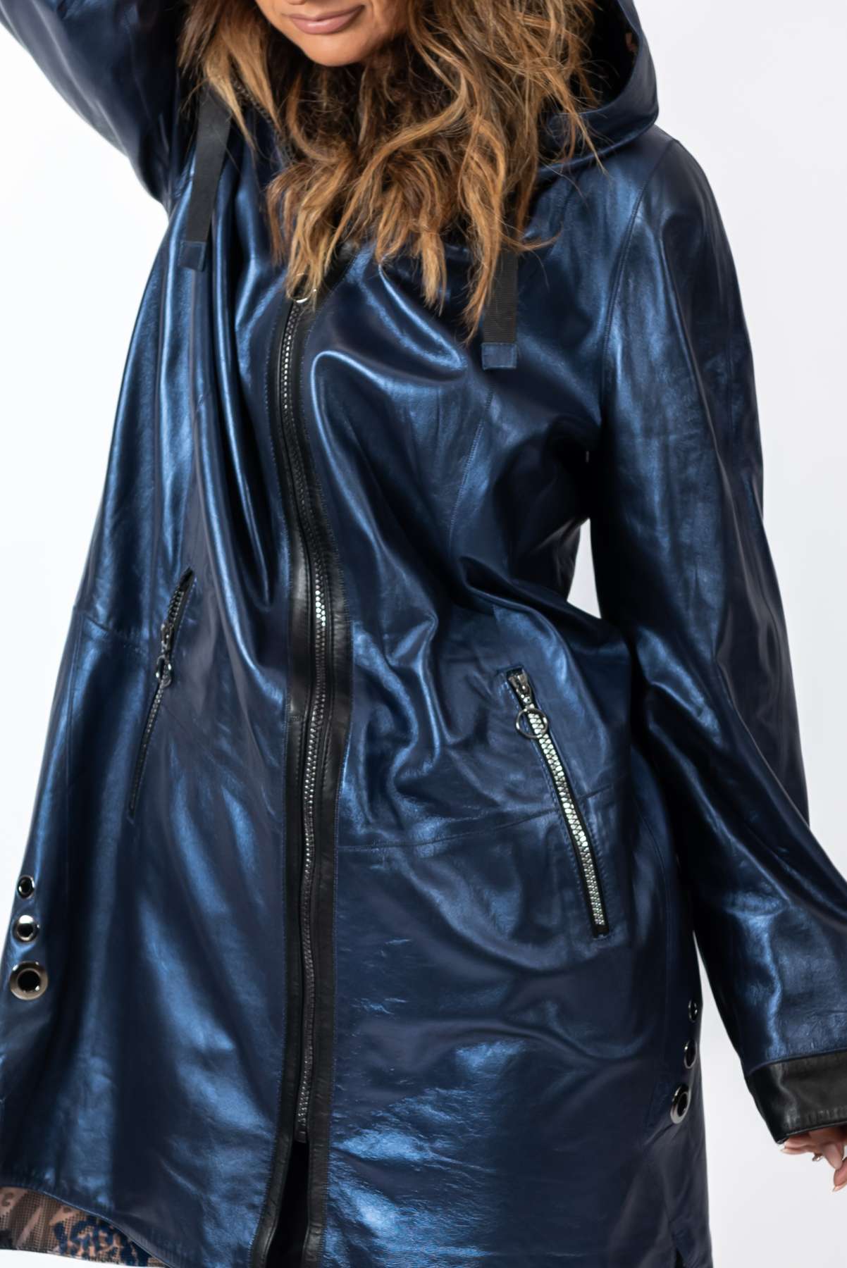 Women's leather coat Zhiselle Blue Neon