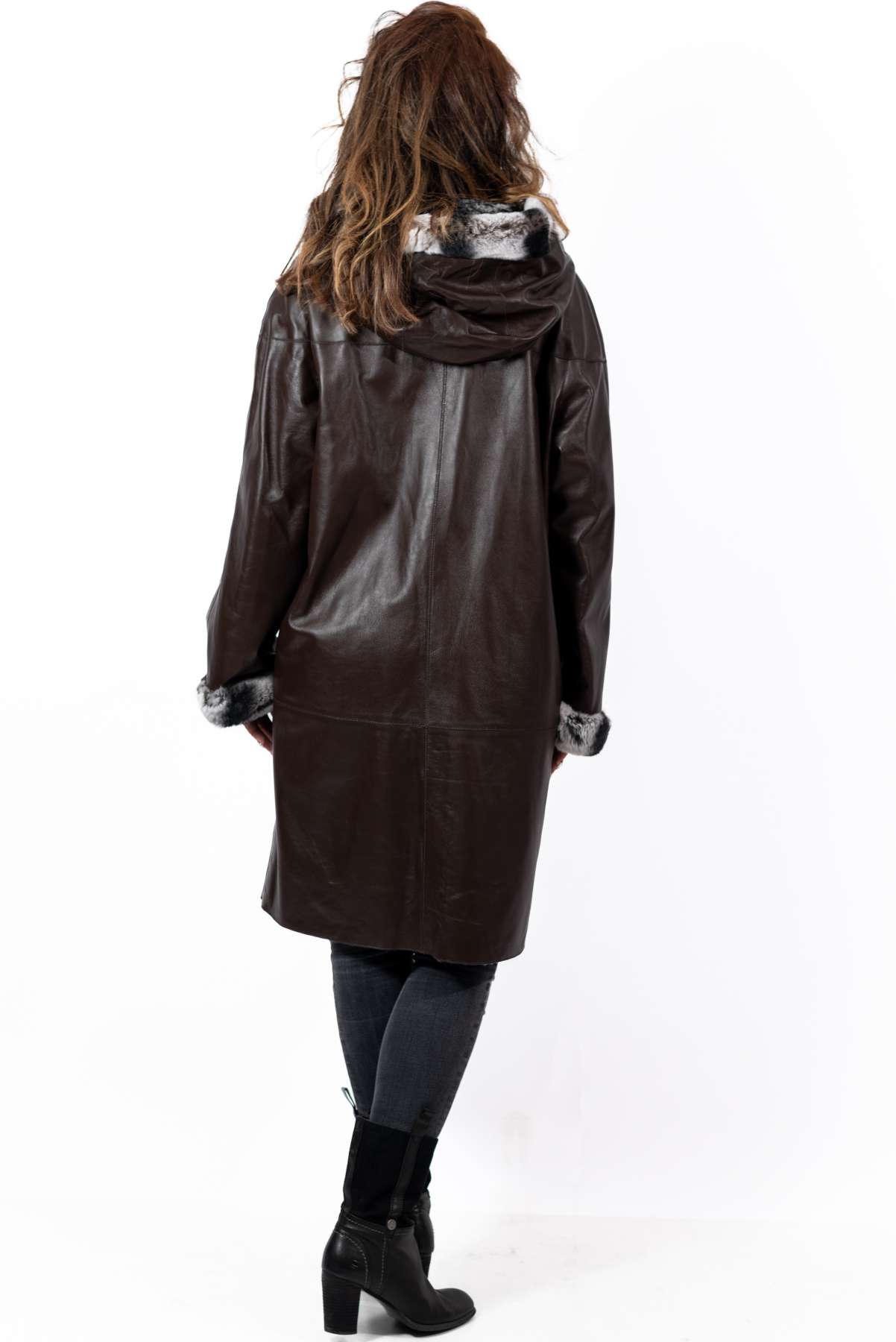 Women's leather coat Deya Double-Faced Brown