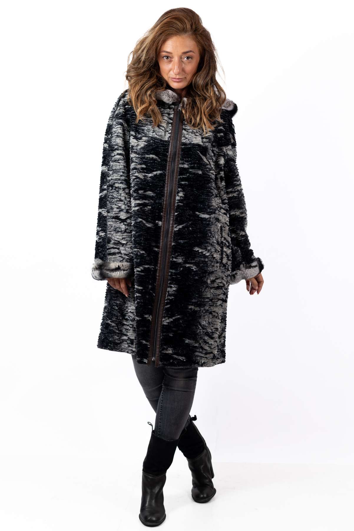 Women's leather coat Deya Double-Faced Brown