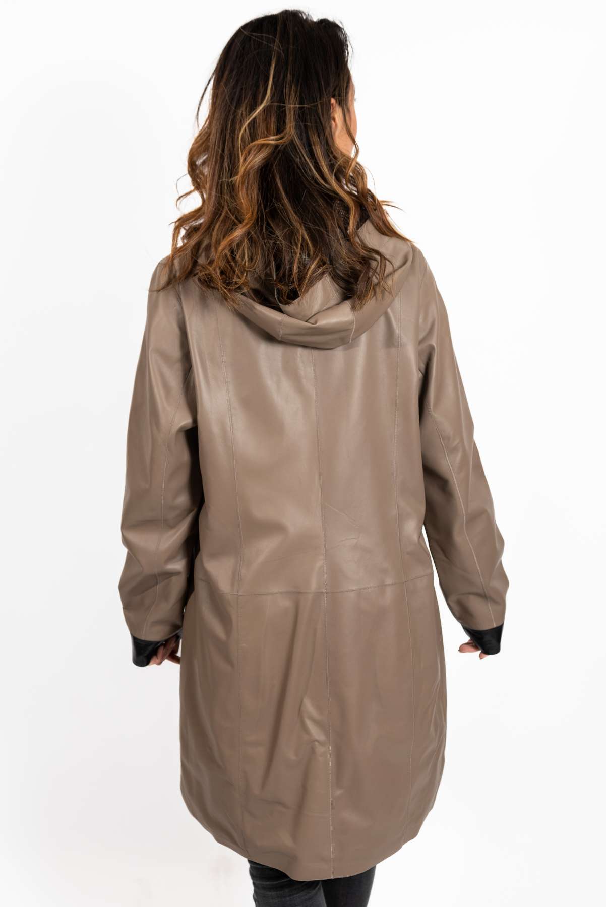 Women's leather coat Zhiselle Beige Caramel