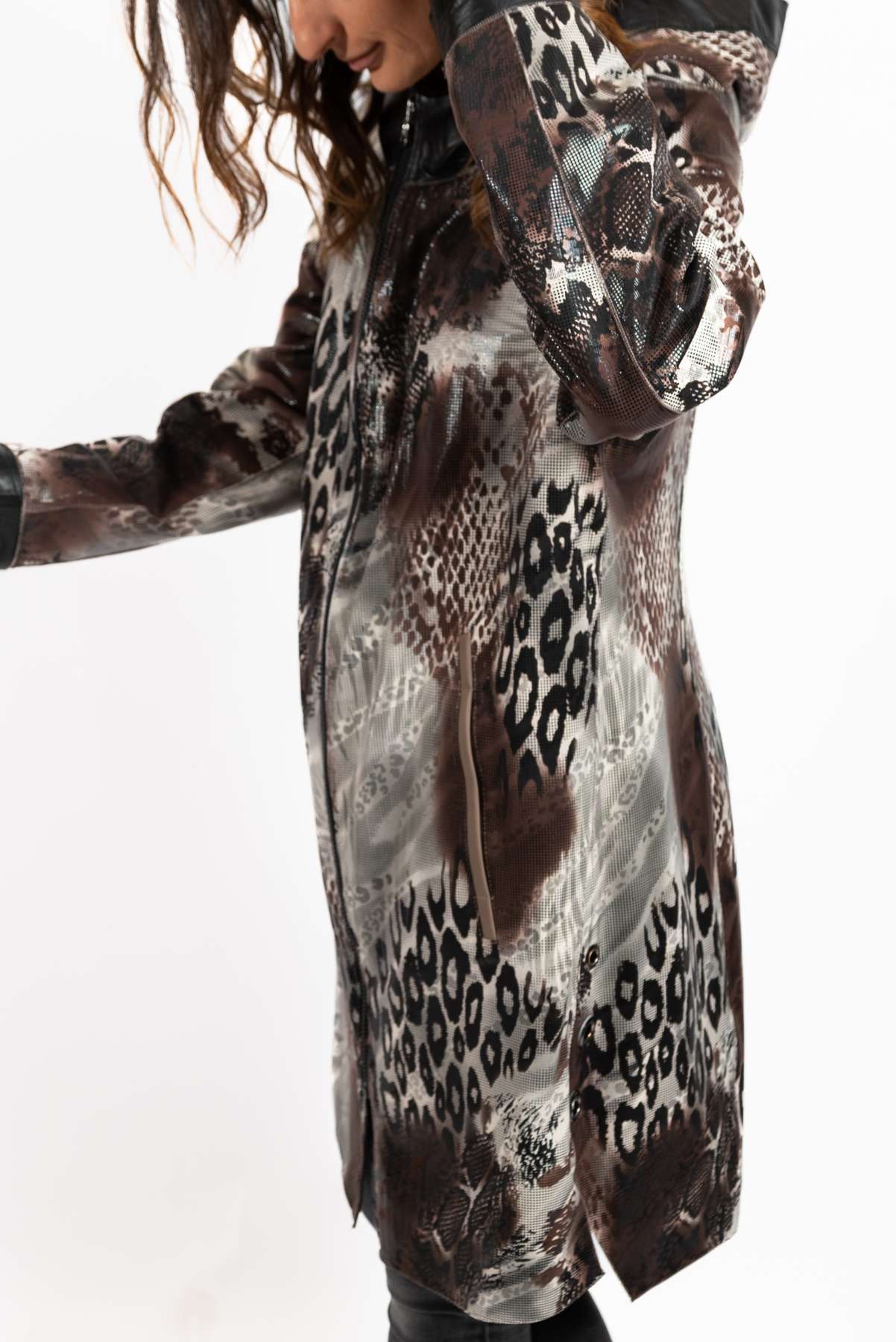 Women's leather coat Zhiselle Beige Caramel