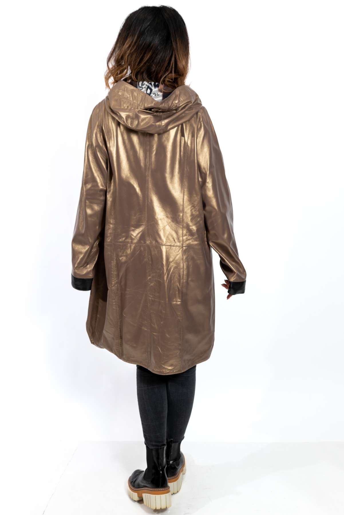 Women's leather coat Zhiselle Gold Caramel